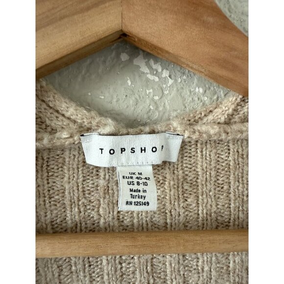 Topshop Ribbed Knit Oversized Open Front Longline Cardigan Cozy Neutral Boho 10 - Picture 7 of 9